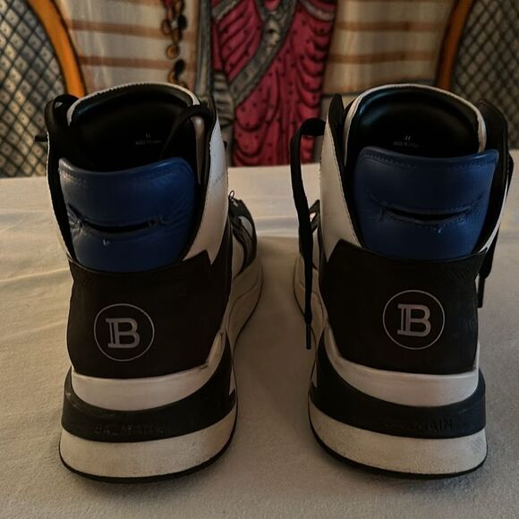 BALMAIN Leather High Trainers - US Men’s Size 10.5 - EU 44 Men’s Size - Picture 9 of 12
